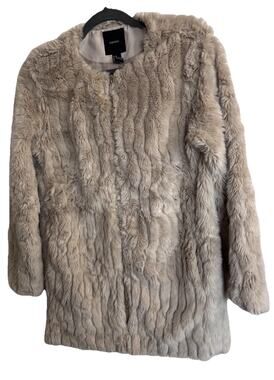 Forever 21 Faux Fur Jacket M Tan Fully Lined Fill Zip Coquette Girl Preppy